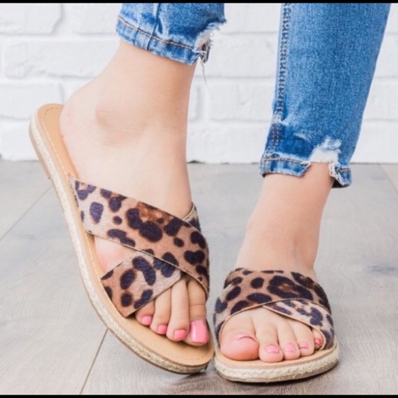 Aniina Shoes - 🌼 VEGAN SUEDE LEOPARD PRINT FLAT SANDALS